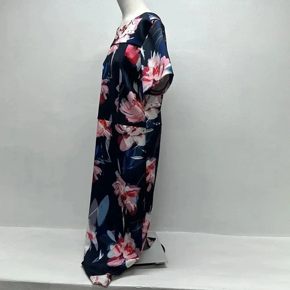 Alexia Admor Dress Short Sleeve A Line Scuba Floral Print Navy Blue Size XL - Picture 8 of 10